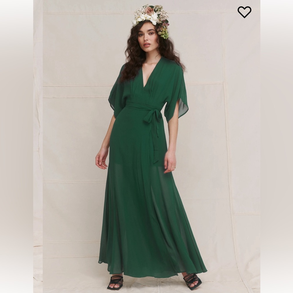 Reformation Winslow Wrap Dress XL Emerald Green, NWT
